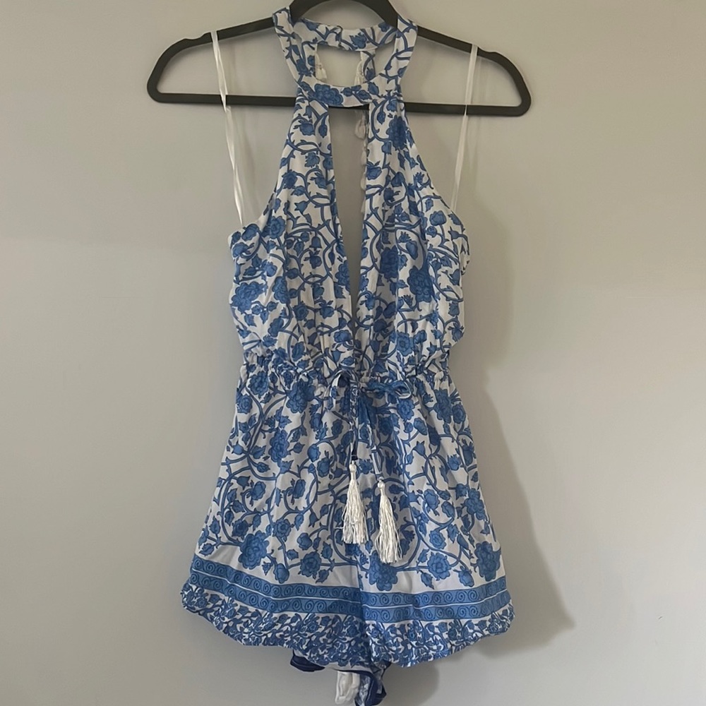Debbie Debbie Blue Floral Romper with Tassels from LF stores